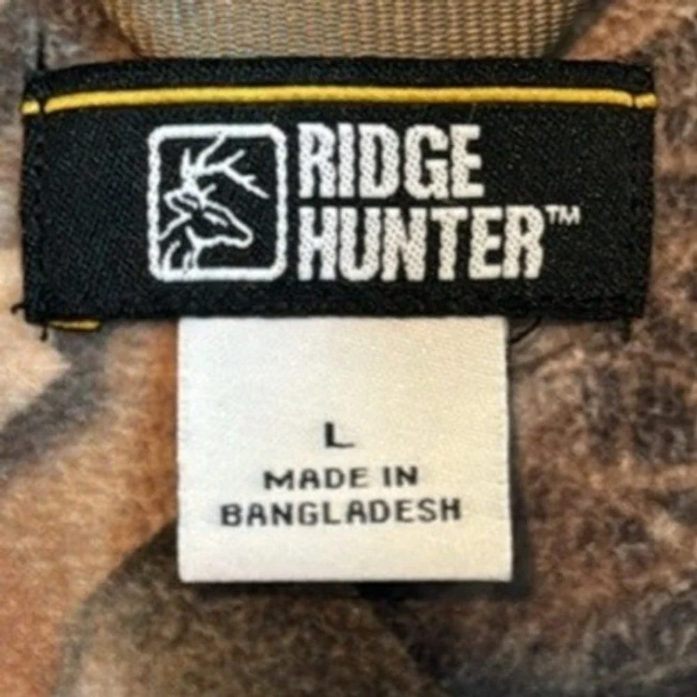 Ridge Hunter Camo Fleece Vest Men's Size L Full Zip Pockets Hunting Outdoor